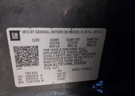 2021 GMC Terrain Awd Sle z USA, uszkodzony, nr VIN 3GKALTEV4ML331033